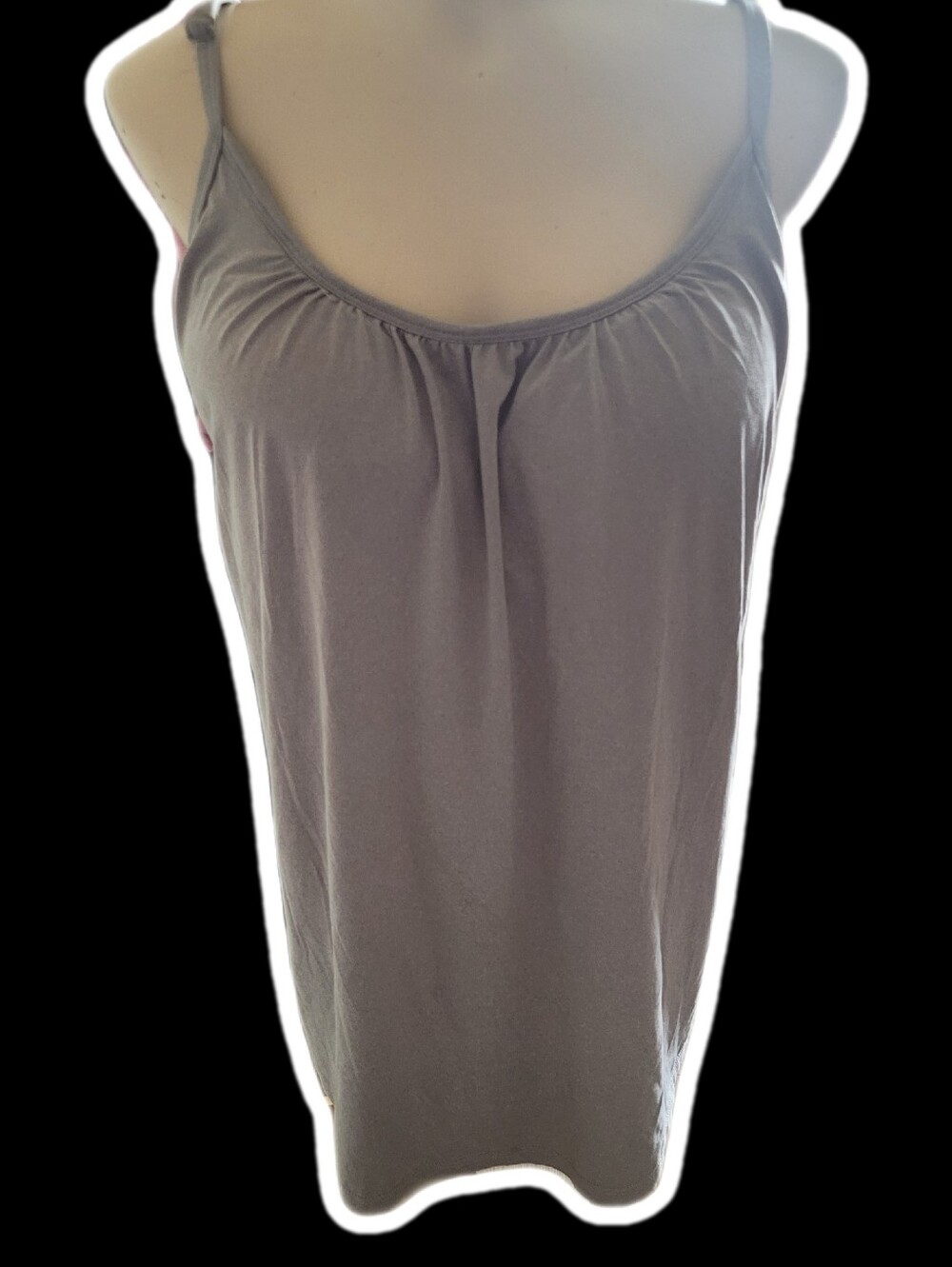 32° cool 2010s built in bra style muted grey scoop neck cami tank top ꒰ྀི১ ໒꒱ིྀ
